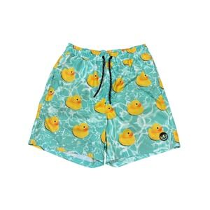 Neff Mens Rubber Ducky Print Swim Trunks Turquoise Large 195566394165